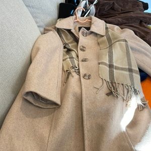 London Fog- lined trench coat with scarf